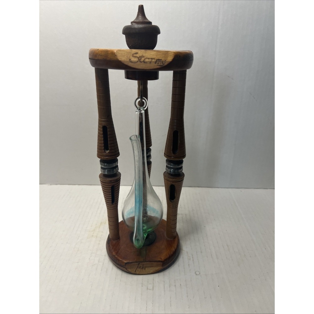 Antique Worsted Bobbin Flange Blown Glass Barometer Circa 1913